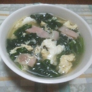 ベーコンとほうれん草の卵スープ(^^)